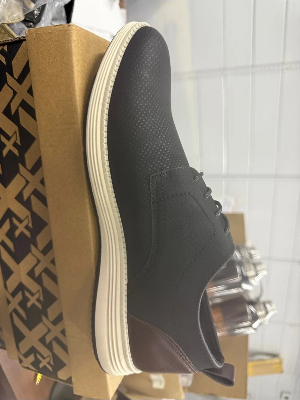 Men's Black and Brown Casual Lace-Up Shoe